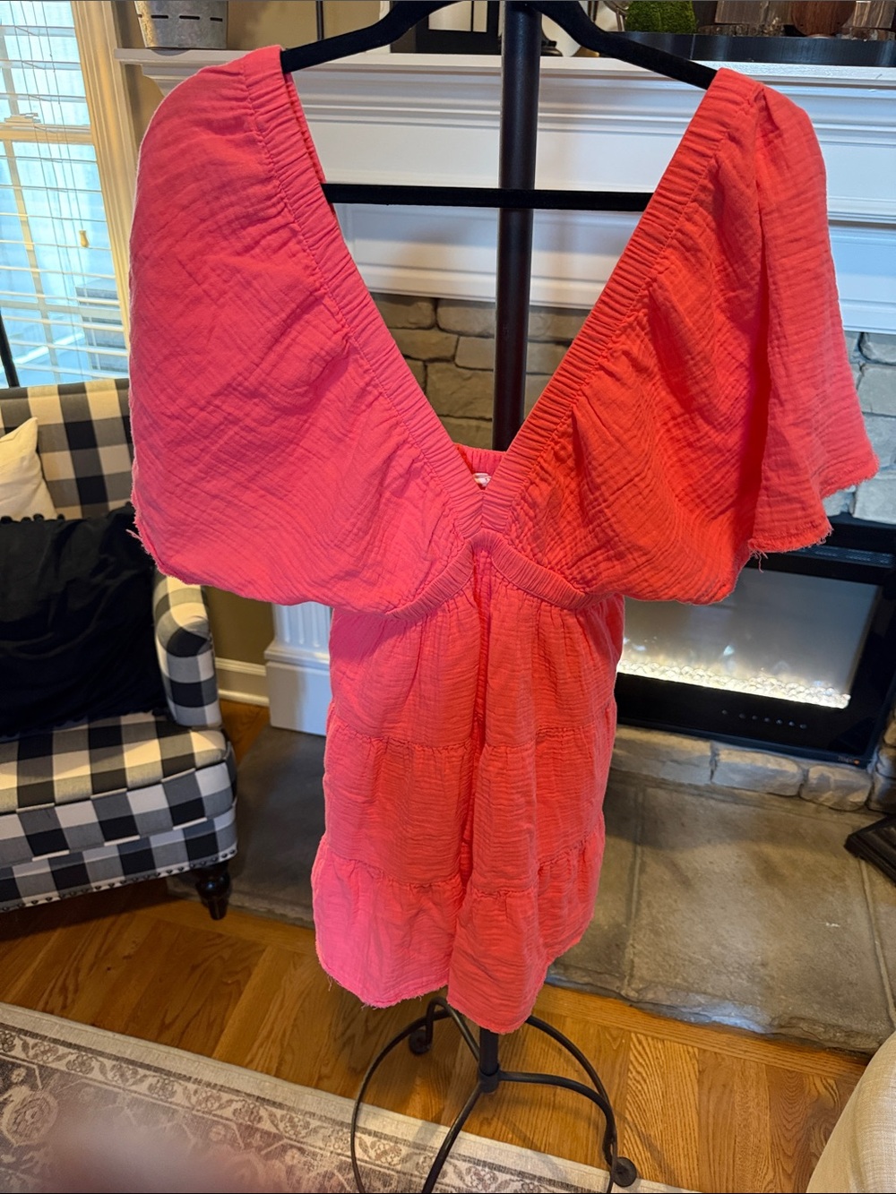 aerie Pink Textured V-Neck Romper Shorts